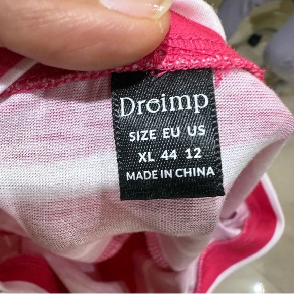 Vibrant Pink Striped Tee with Brown Pocket - Picture 3 of 10